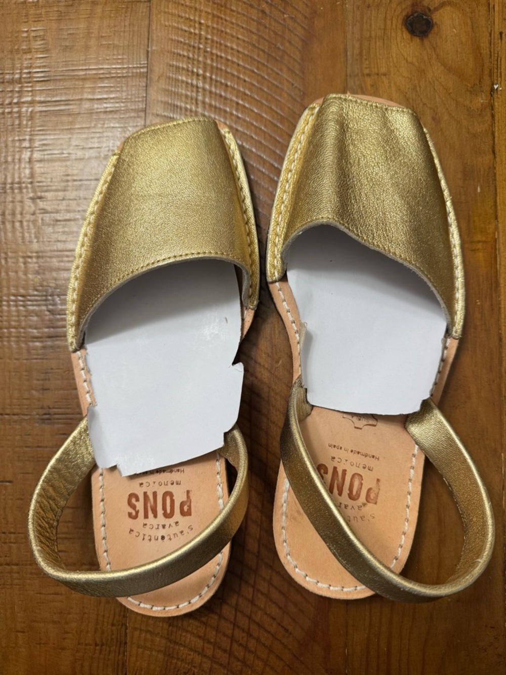 PONS Gold Leather Slingback Sandals for Women